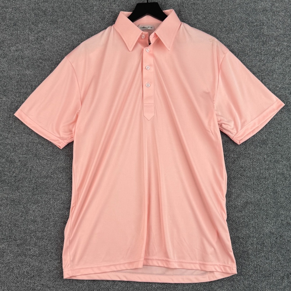 Collars & Co Performance Polo Shirt Mens L Pink Casual Preppy Golf Short Sleeve